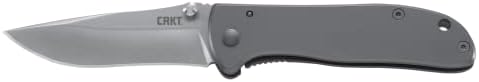 CRKT Drifter EDC Folding Pocket Knife: Everyday Carry, Gray Ti Nitride Blade, Thumb Stud Opening, Stainless Steel Handle, Pocket Clip 6450S