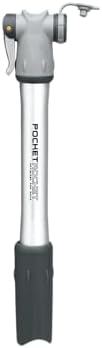 Topeak Pocket Rocket Bike Mini Hand Pump, Compact, High-Pressure for Road Bikes, 160 PSI/11 Bar, Aluminum Barrel, Dual-Density Handle, Integrated Dust Cap and Side Mount Bracket (Silver/Black)