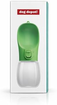 Leak-Proof Portable Dog Water Bottle with Built-in Bowl | Travel Pet Water Dispenser for Hiking, Walking & Outdoor Use | One-Hand Operation (Green)