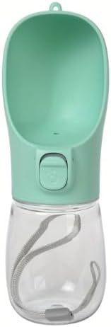 Leak-Proof Portable Dog Water Bottle with Built-in Bowl | Travel Pet Water Dispenser for Hiking, Walking & Outdoor Use | One-Hand Operation (Green)