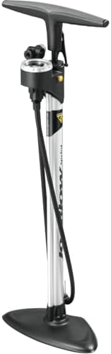 Topeak JoeBlow Sprint Bike Pump – TwinHead High-Pressure Floor Pump for Road, MTB & Gravel Bikes, 160 Psi / 11 Bar Capacity, Satin Aluminum Barrel, Top-Mounted Gauge & Air Release Button