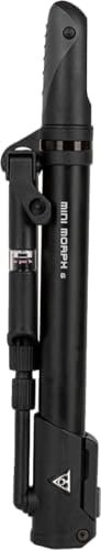 Topeak Mini Morph Bike Pump – Compact High-Pressure Portable Bicycle Pump – Fits Presta, Schrader & Dunlop Valves – Durable Aluminum Barrel
