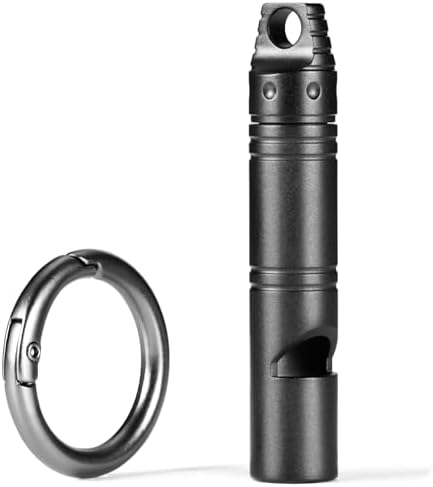 Whistle Emergency,Titanium Loud Whistle up to 120db,Emergency Survival Whistles Keychain for Kids Women Men,Safety Whistles for Camping Hiking-Black