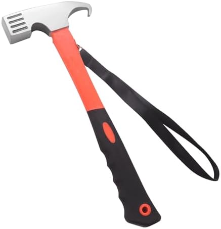 1 lb Tent Stake Hammer with Stake Puller, Steel Camping Mallet