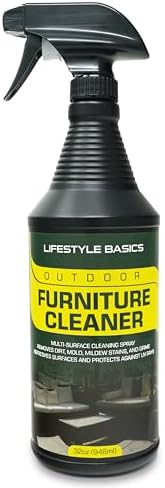 Lifestyle Basics Outdoor Furniture Cleaner + UV Protectant 32 Ounces | Stain Remover for Vinyl, Canvas, Wood, Metals, Plastics | Prevents Fading, Drying, Cracking