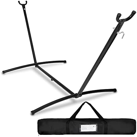 SUPER DEAL Portable 9FT Hammock Stand, Heavy Duty 2 Person 620 LBS Capacity Steel Hammock Frame with Portable Carrying Case, Adjustable 6 Optional Hook Positions, Weather Resistant Black