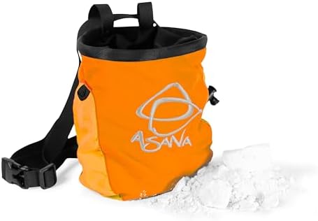 Chalk Bag for Rock Climbing & Bouldering with Waist Belt, Brush Loop, Fleece Liner, Cord Lock Enclosure - Complete with Hamster Ball Chalk Holder