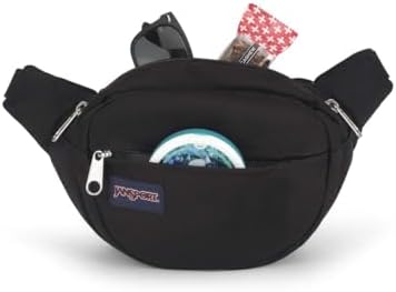 JanSport Fifth Avenue Fanny Pack Crossbody Bags for Women, Men - Stylish, Durable Waist Bag with Adjustable Belt, Main Zippered Pocket, Quick Stash Pocket, Travel Essentials, Black