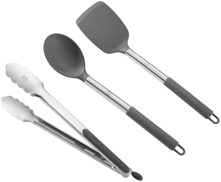 Outset Camping Cooking Utensil Set, Tongs, Spatula & Spoon Camp Utensils