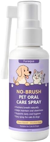 Furaqua Pet Dental Spray, Cleaning Spray for Dogs Teeth, Pet Breath Freshener – Dog Oral Care & Cat Teeth Cleaning - Targets Bad Breath, Plaque & Tartar - No Brushing(1)