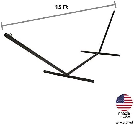 Hatteras Hammocks 15 ft. Tri-Beam Steel Hammock Stand with Right Connection Design and Cape Shield Powder Coating, 600 LB Weight Capacity, Handcrafted in The USA - Black