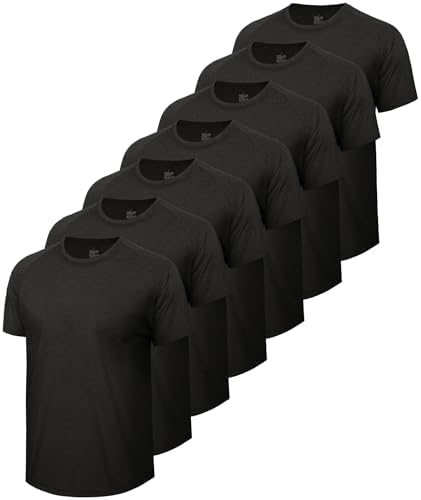 BOOJO 7 Pack Workout Shirts for Men - Quick Dry Moisture Wicking T-Shirts Short Sleeve Tees for Gym Running Athletic Sport