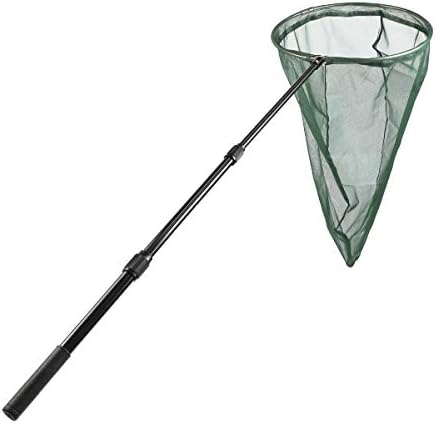 Professional Insect and Butterfly Net with 14" Stainless Ring, 26" Net Depth, Strong Aluminum Telescopic Handle Extends to 39", Muslin Banding at the Top
