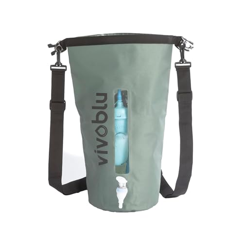 Vivoblu 10 Liter Water Bladder Backpack - Hydration Filtration Purifier Bag for Vivoblu Core Family Filter - Portable Purifying Pack for Backpacking, Hiking, Camping, Prepping, Survival - Army Green