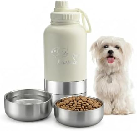 Dog Travel Insulated Water Bottle Dispenser (Cream)
