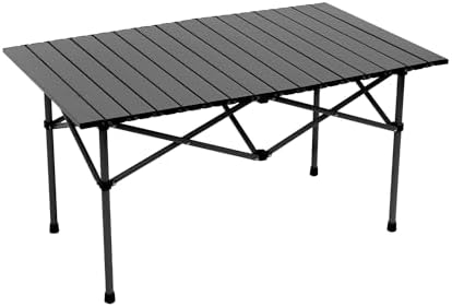 Wind Tour Portable Camping Table Folding Side Table Aluminum Lightweight Table with Carry Bag for Outdoor Cooking Hiking Picnics BBQ Travel (37.4 * 22.4 * 19.7Inches,Black)