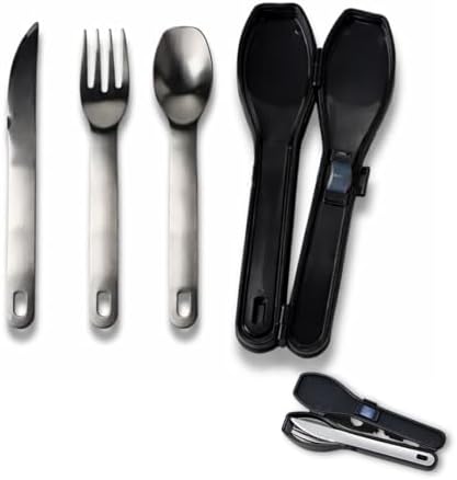 Travel Utensils Set with Case [Made in Japan] Matte Finish Knife Fork Spoon Noise Free Portable Case Lunch Box Cutlery Set for Work Reusable Stainless Steel