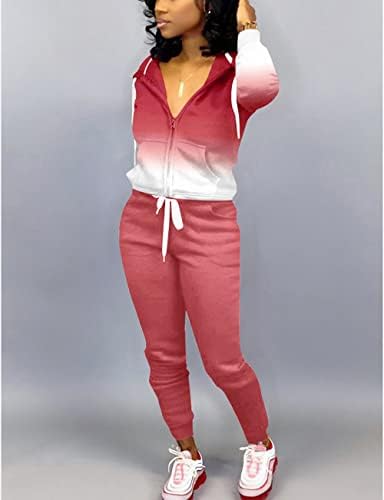 Mrskoala Two Piece Outfits for Women Tracksuit Sweat Suits Workout Jogging Sets Loungewear with Pocket Pink XXL