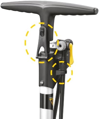 Topeak JoeBlow Sprint Bike Pump – TwinHead High-Pressure Floor Pump for Road, MTB & Gravel Bikes, 160 Psi / 11 Bar Capacity, Satin Aluminum Barrel, Top-Mounted Gauge & Air Release Button