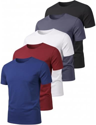 OYGSieg 5 Pack Men’s Quick Dry T-Shirts Short Sleeve Crew Neck Workout Tops
