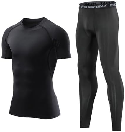 Men's fitness suit quick drying printed leggings long sleeved high stretch training pants sports two-piece set