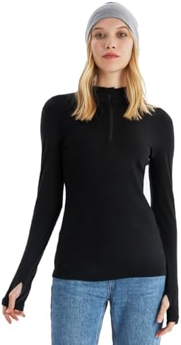 Merino Protect 100% Merino Wool Base Layer Women Thermals Underwear Lightweight Soft Long Sleeve Shirt for Hiking Skiing