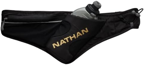 Nathan Peak Running Hydration Waist Pack Belt w/ Speed Draw Flask Water Bottle, 18oz/535 ml Push/Pull Race Cap, Expandable Zippered Stretch Pocket