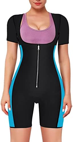 NonEcho Neoprene Sweat Sauna Suit Shaper for Women Slimming Full Body Shapewear Waist Trainer Workout Top with Sleeve