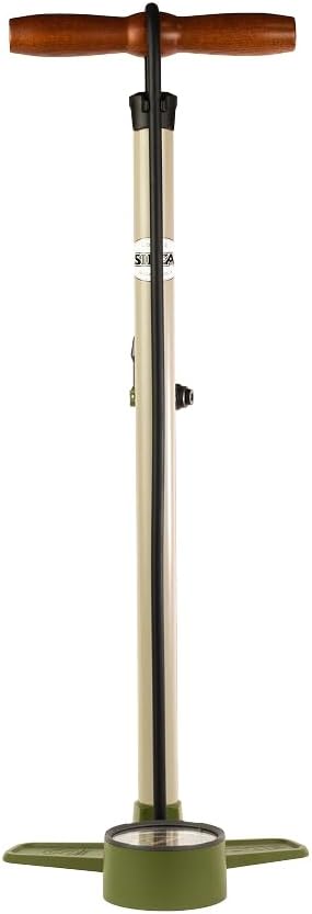 SILCA Terra Bike Floor Pump with Steel Construction, Wood Handle, 120psi