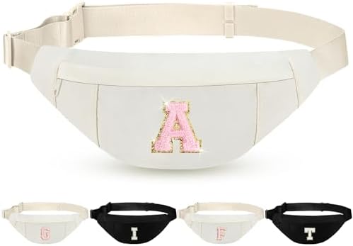 Personalized Birthday Gifts for Women Christmas Gifts for Women Gifts Trendy Stuff Initial Fanny Pack Crossbody Belt Bag Gifts for Friends Her Cute Graduation Gifts,Beige A