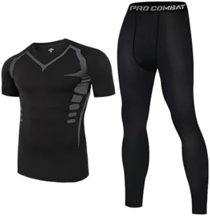 Men's fitness suit quick drying printed leggings long sleeved high stretch training pants sports two-piece set