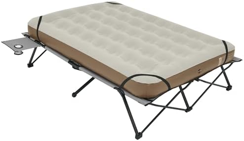 Naturehike Queen-Sized Airbed Cot Combo, Folding 2 Person Camping Cot with Air Mattress, Side Table and Wheeled Carry Bag, Camping Bed for Outdoor Camp Guests (Pump Not Included)