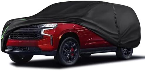 16-Layer 600D Heavy Duty Universal Full Car Cover for Outdoor & Indoor Use - All Weather Sun UV Rain Snow Dust Proof, Waterproof Scratch Resistant, Fits SUVs Body Length 213"-235"/17.7-19.5 ft