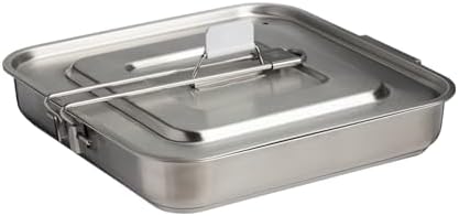 Stanley Wildfare Pro 5-Piece Stainless Steel Square Pan Cook Set | 10 in Fry Pan with Fold & Lock Handle | Cutting Board and Spatula | Camping Essentials for Your Camp Kitchen | BPA-Free