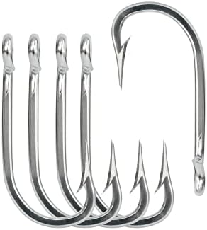 BLUEWING 5pcs/10pcs Stainless Steel Trolling Fishing Hooks Needle Point Extra Sharp Fish Hooks for Freshwater Saltwater Fishing