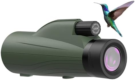 12X50 Monoculars for Adults High Powered Panoramic Low-Light Night Vision Monocular Portable Telescope - Waterproof Monoculars -BAK4 Prism FMC for Bird Watching Hunting