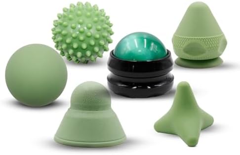 Physical Therapy Pain Relief Massage Ball Set for Trigger Point Release - Myofascial Release Tool & Deep Tissue Massage Set of 6 Pieces - Lacrosse, Spiky, Hand Roller & Mountable Self Massage Ball