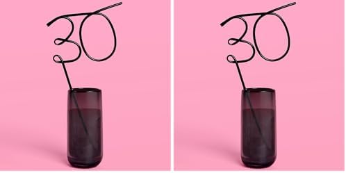 xo, Fetti 30th Birthday Party XL Black 30 Straw | Bday Decorations, Thirty, Millennial Birthday Girl Gift, Bday Drinkware Supplies, Funny Gag Gift, 30 Flirty and Thriving (Pack of 2)