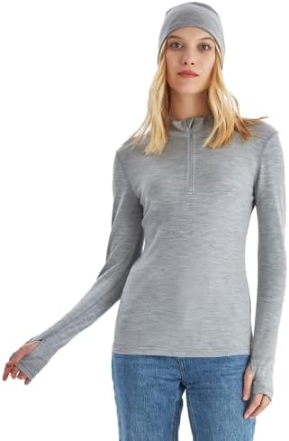 Merino Protect 100% Merino Wool Base Layer Women Thermals Underwear Lightweight Soft Long Sleeve Shirt for Hiking Skiing