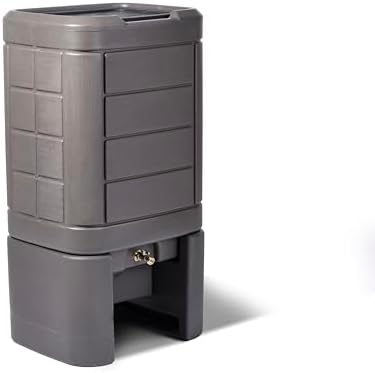 Step2 Lakewood Rain Barrel with Stand, Outdoor Water Conservation Container, Holds 60 Gallons, Brown