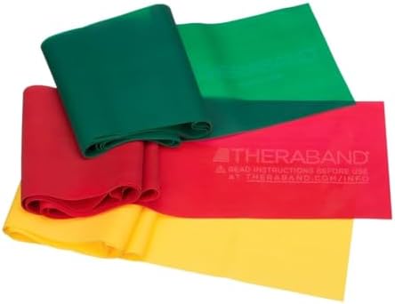 THERABAND Resistance Bands Set, Beginner Kit, Yellow, Red, Green, Non-Latex
