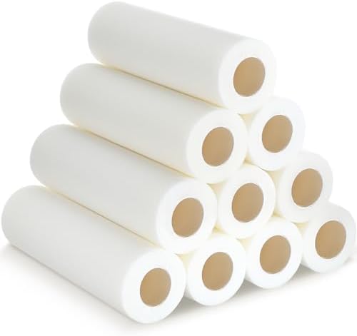 Nuenen 10 Pcs 9 Inch Foam Paint Roller, High Density Foam Paint Roller Covers Wall Paint Roller for Painting Doors Houses Cabinets Ceilings Furniture Smooth Even Finishes Flat Surfaces, White
