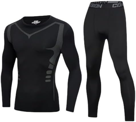 Men's fitness suit quick drying printed leggings long sleeved high stretch training pants sports two-piece set
