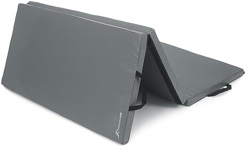 ProsourceFit Tri-Fold Folding Thick Exercise Mat with Carrying Handles for Tumbling, Martial Arts, Gymnastics, Stretching, Core Workouts