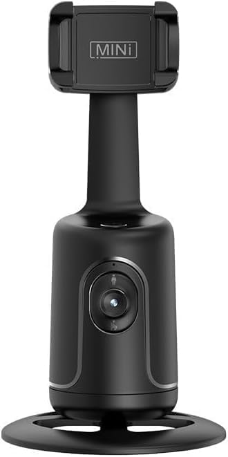 Auto Face Tracking Phone Holder, Auto Tracking Tripod 360° Rotating Cell Phone Mount, Face and Body Tracking Phone Stand, No App Required, Gesture Control and Remote, Rechargeable Battery.（Black）