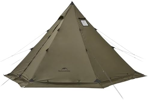 Naturehike Ranch Fire Teepee Tent, Cold Weather Winter Hot Tent with Stove Jack, 4-6 Person Waterproof Windproof 4 Season Tents for Camping