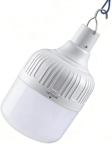 Camping Lantern LETOUR Dimmable 8800mAh LED Light Bulb 5 Lighting Modes Rechargeable Hanging Tent Light 5000 Lumen Portable Emergency Lantern Power Failure Emergency Survival Kits Snowstorm