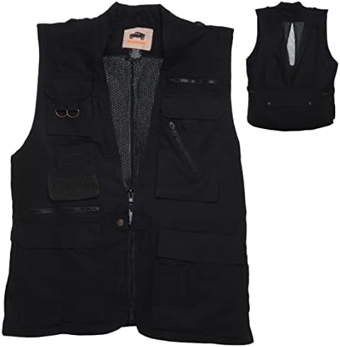 Humvee Safari Photography Vest for Men, Women, Unisex - Vest for Hunting, Fishing, Camping, Travel, Hiking, Outdoor - 100% Cotton, Black, XXX Large