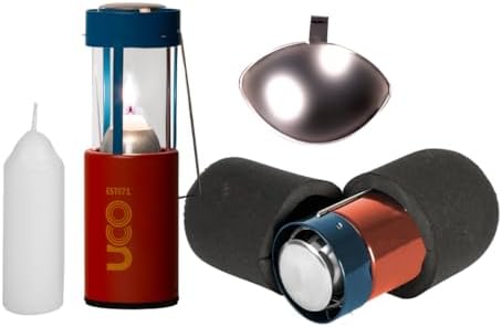 UCO Original Candle Lantern Kit – Aluminum Camping Lantern with 2 Emergency Candles, Light Reflector & Cocoon Case – Windproof Survival Lantern for Backpacking, Hiking & Power Outages