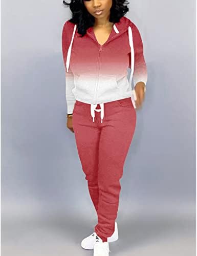 Mrskoala Two Piece Outfits for Women Tracksuit Sweat Suits Workout Jogging Sets Loungewear with Pocket Pink XXL